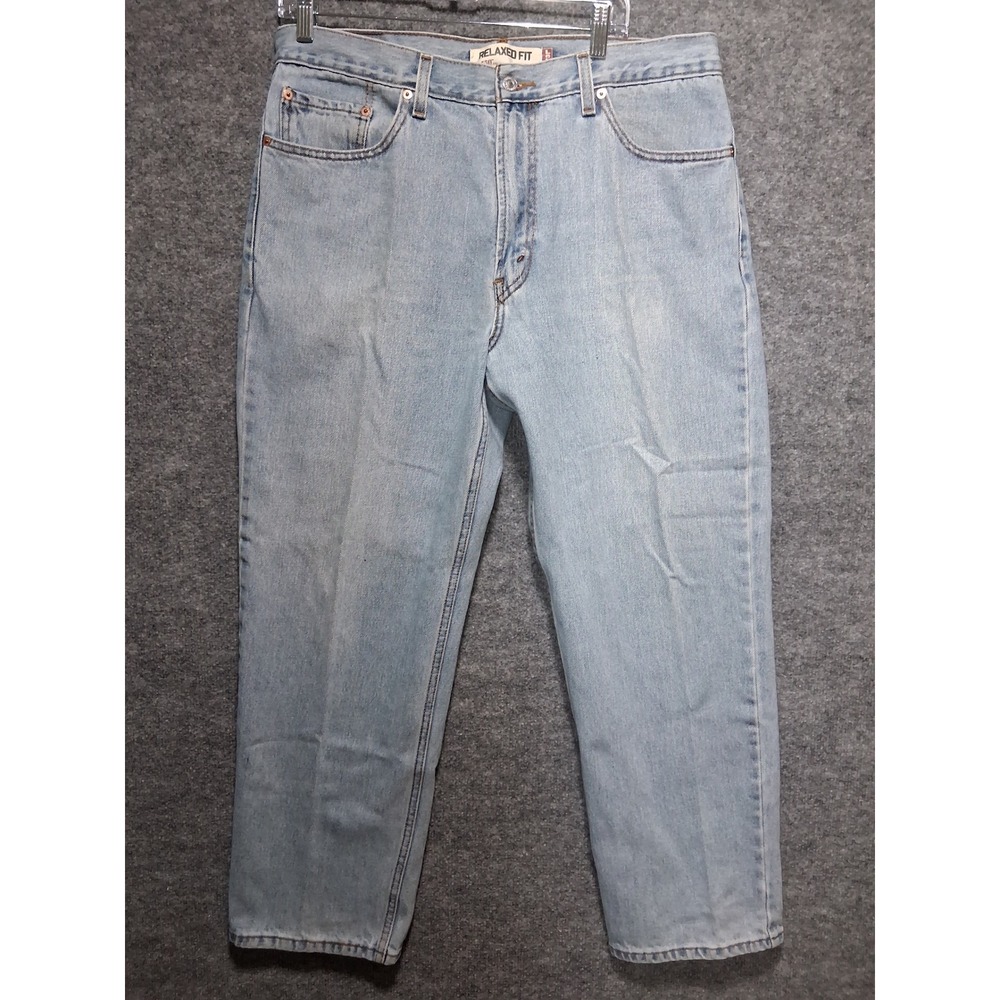 BLACK BATWING Levis 550 Relaxed Light Wash Jeans Mens Size 36x29 Cotton Denim